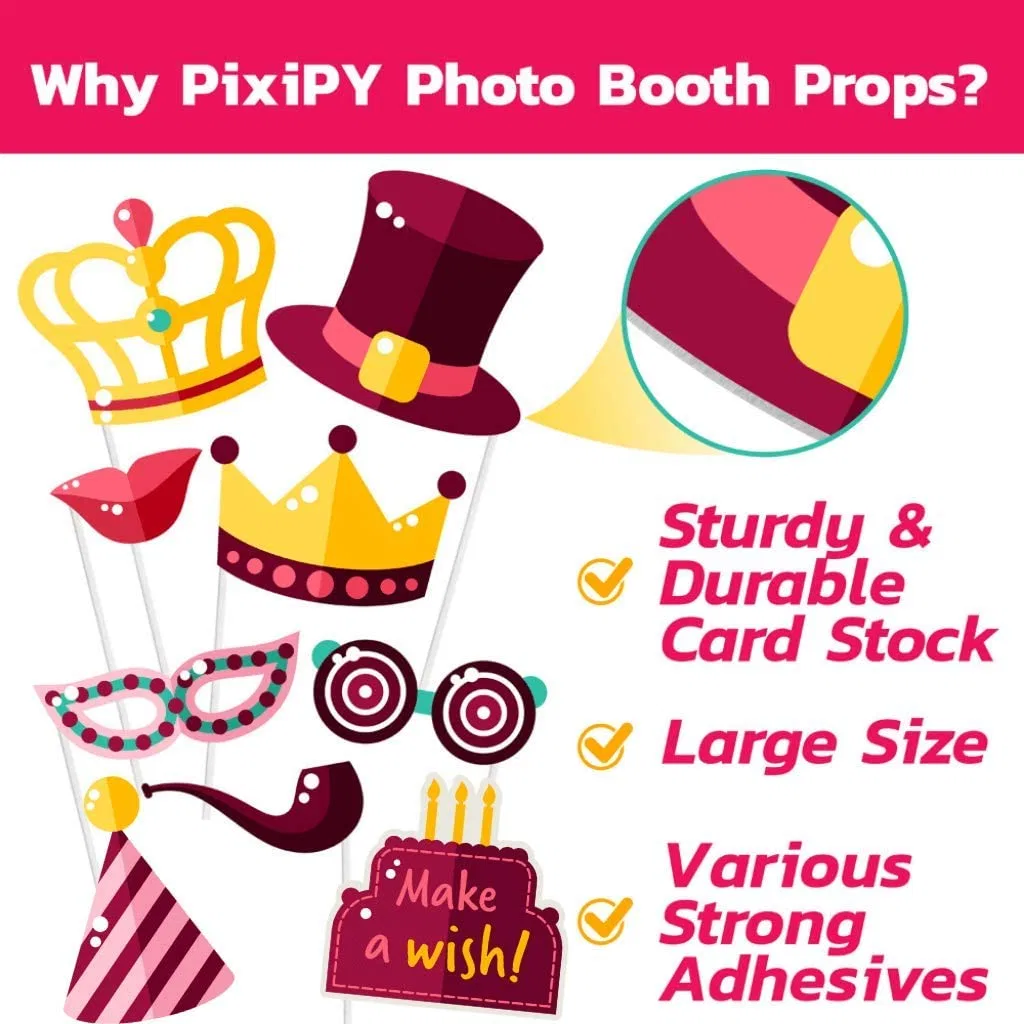 Birthday Photo Booth Props - Birthday Party Photobooth Props and Signs (17 Count) - Large and Durable Happy Birthday Photo Booth Props - Cute & Funny Birthday P