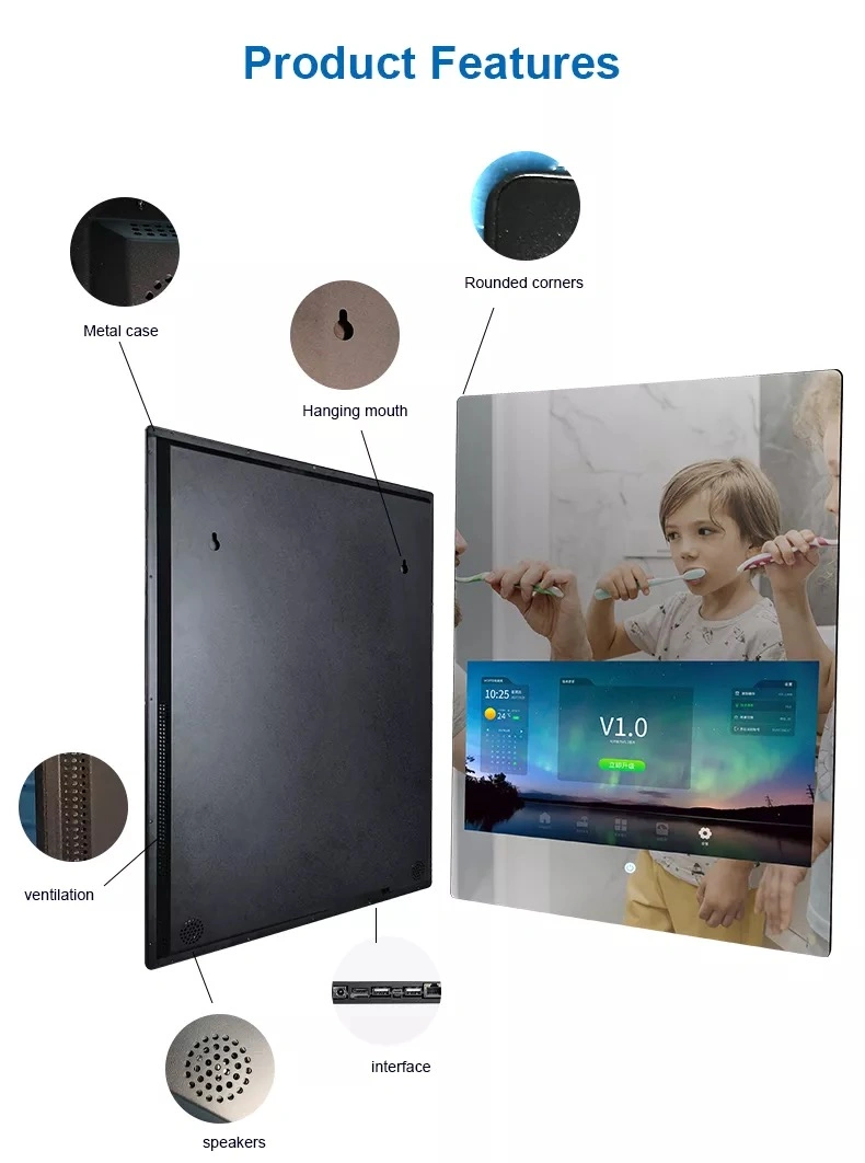 15.6 Inch CE RoHS Rectangle Modern LED Backlit Wall Mounted Capacitive/Resistive/Pcap Touch Screen Anti-Fog Android Gym/Exercise/Fitness Magic Smart Mirror